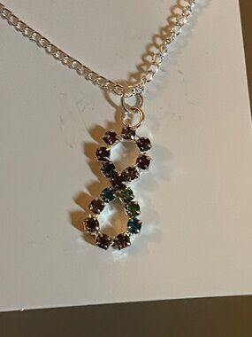 Silver multicolor infinity necklace